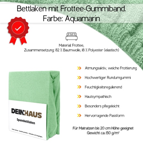 Prześcieradło frotte z gumką Seladongrün 140x200 cm