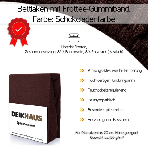 Prześcieradło frotte z gumką Schoko 200x220 cm