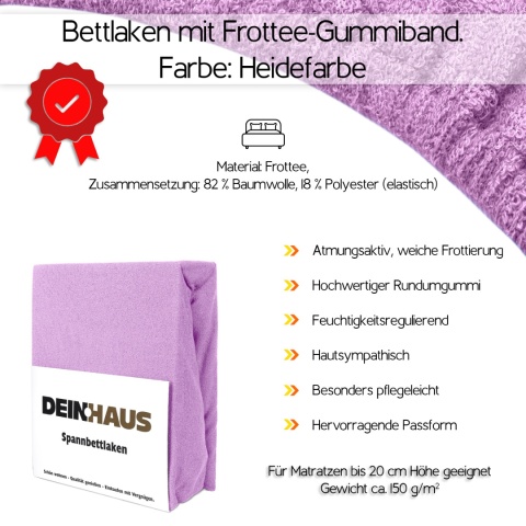 Prześcieradło frotte z gumką Erikafarben 90x200 cm