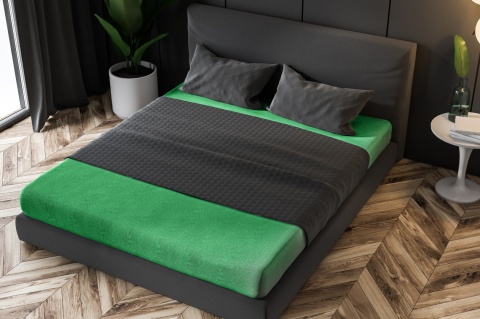 Prześcieradło frotte z gumką Dunkelgrün 100x200 cm