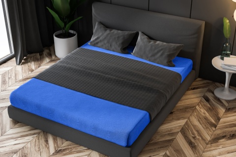 Prześcieradło frotte z gumką Dunkelblau 100x200 cm