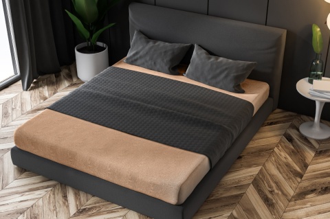 Prześcieradło frotte z gumką Dunkelbeige 90x200 cm