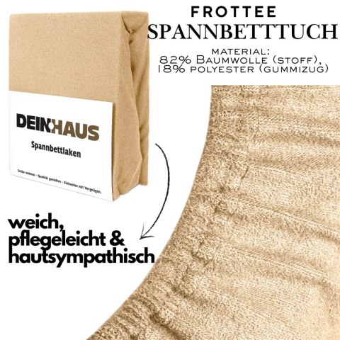 Prześcieradło frotte z gumką Beige 180x200 cm