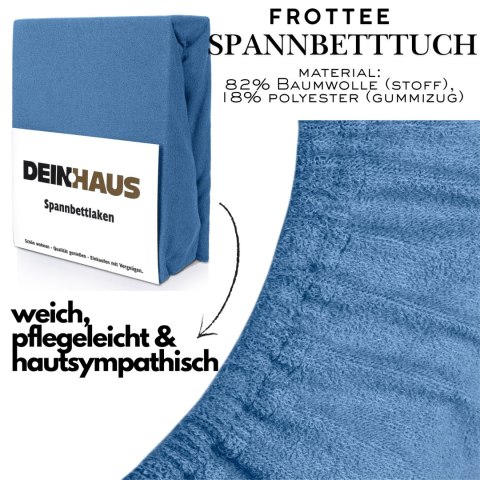 Prześcieradło frotte z gumką Blau 180x200 cm