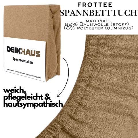 Prześcieradło frotte z gumką Dunkelbeige 160x200 cm