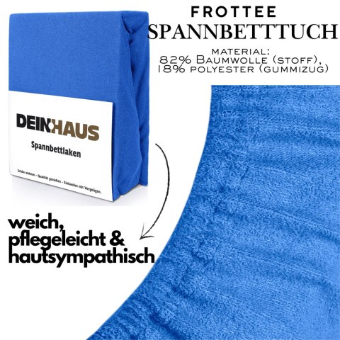 Prześcieradło frotte z gumką Dunkelblau 180x200 cm