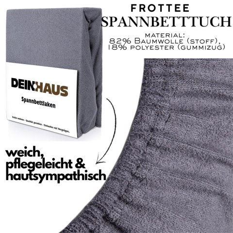 Prześcieradło frotte z gumką Graphit 160x200 cm