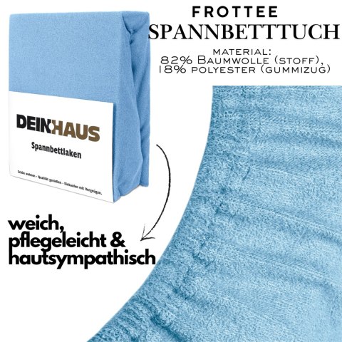 Prześcieradło frotte z gumką Himmelblau 90x200 cm