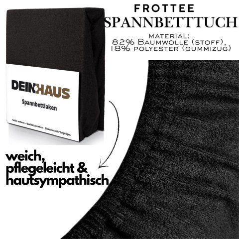 Prześcieradło frotte z gumką Schwarz 90x200 cm